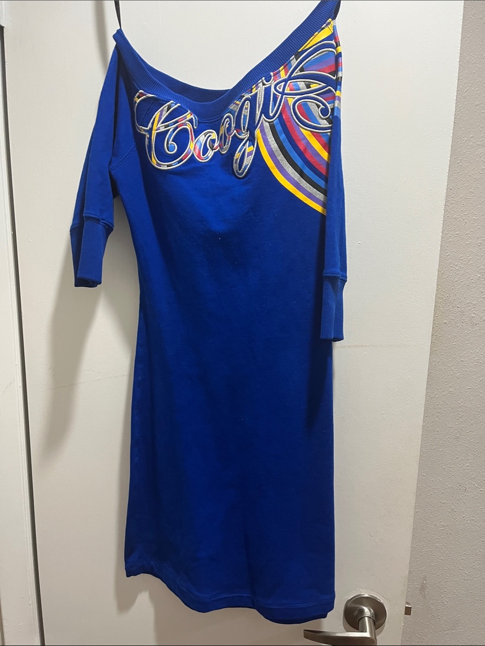 COOGI One-Shoulder Royal Blue Graphic Dress
